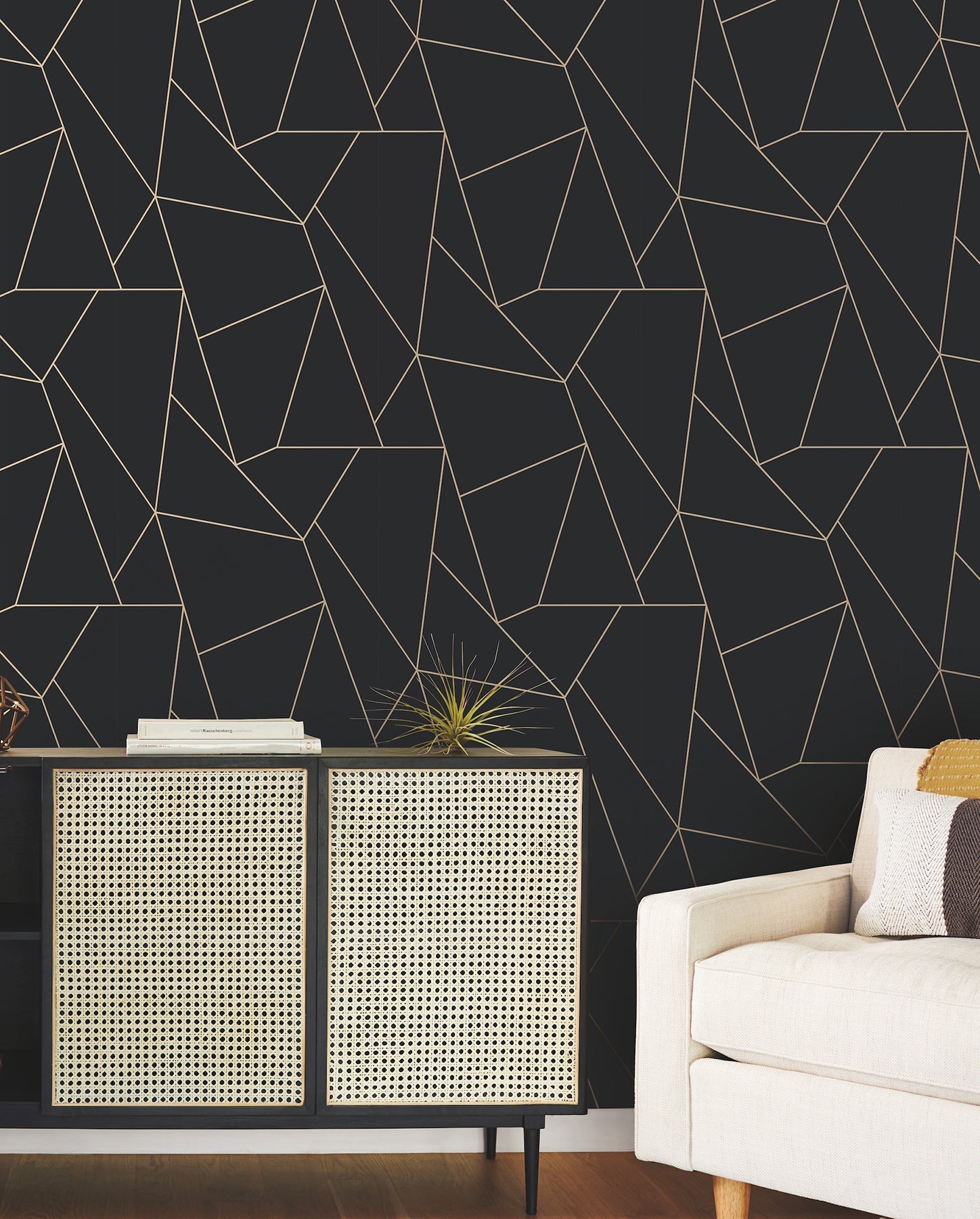 MD7181 Nazca Black & Gold Modern Metals Wallpaper by York Wallcoverings