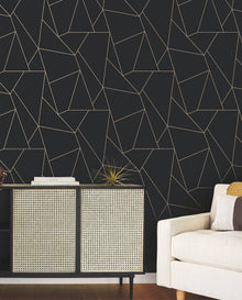 MD7181 Nazca Black & Gold Modern Metals Wallpaper by York Wallcoverings