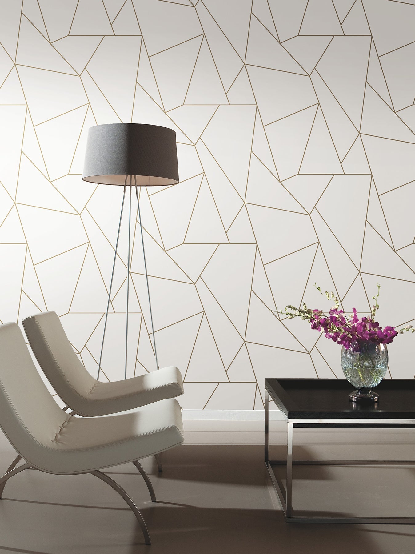 MD7182 Nazca White & Gold Modern Metals Wallpaper by York Wallcoverings