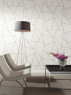 MD7182 Nazca White & Gold Modern Metals Wallpaper by York Wallcoverings