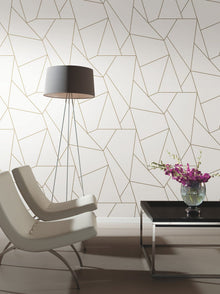 MD7182 Nazca White & Gold Modern Metals Wallpaper by York Wallcoverings