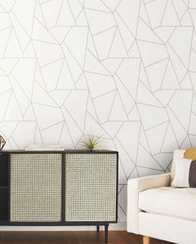 MD7182 Nazca White & Gold Modern Metals Wallpaper by York Wallcoverings