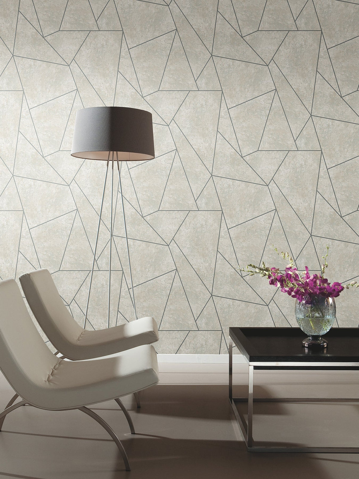 MD7183 Nazca Neutral & Silver Modern Metals Wallpaper by York Wallcoverings