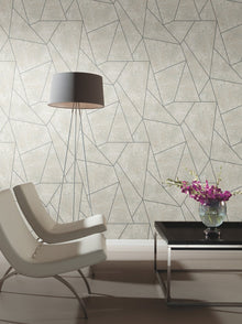 MD7183 Nazca Neutral & Silver Modern Metals Wallpaper by York Wallcoverings