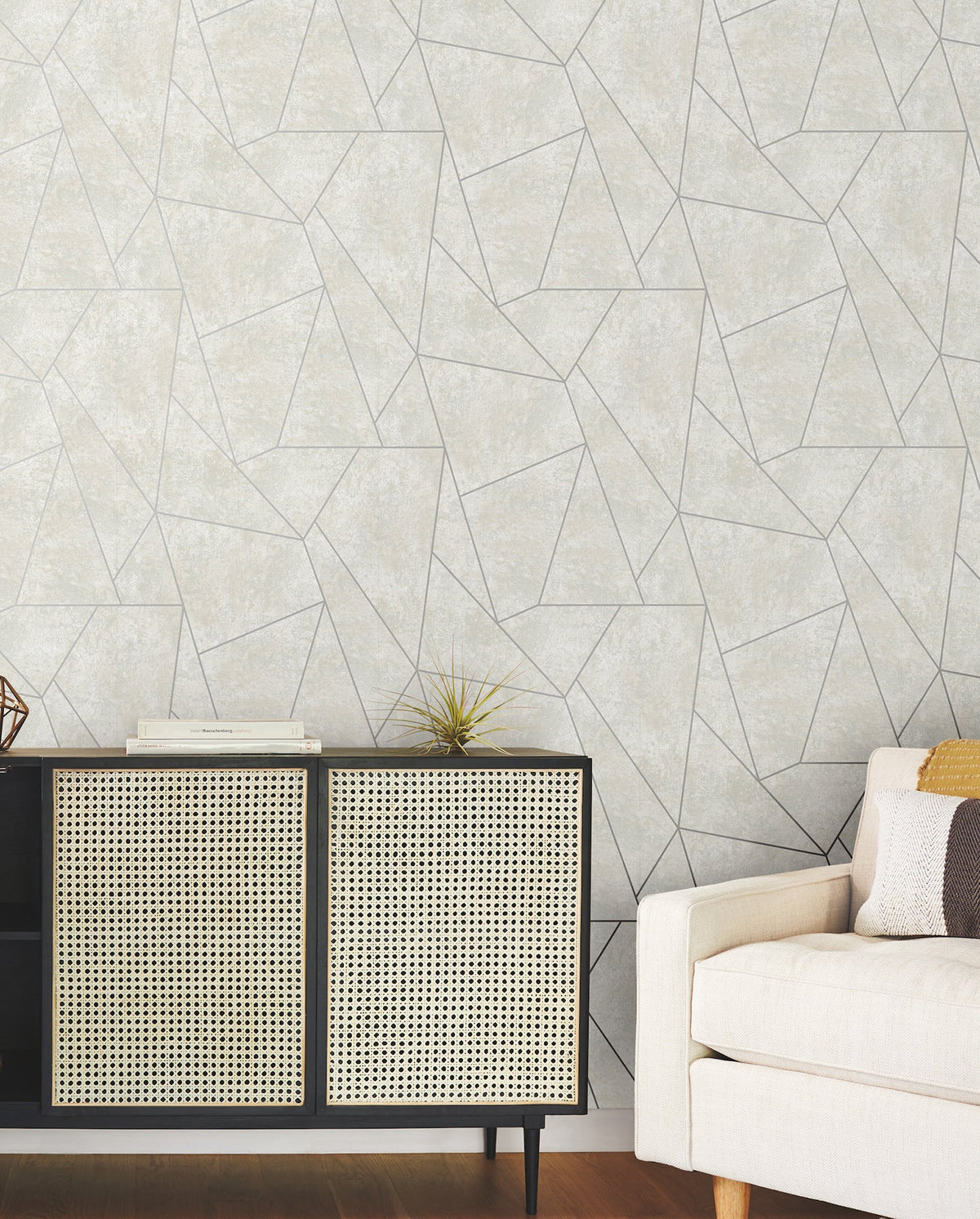 MD7183 Nazca Neutral & Silver Modern Metals Wallpaper by York Wallcoverings
