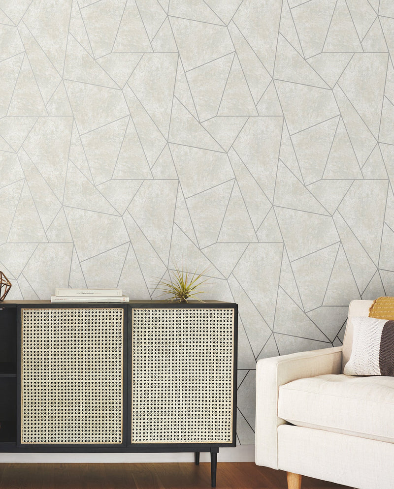 MD7183 Nazca Neutral & Silver Modern Metals Wallpaper by York Wallcoverings