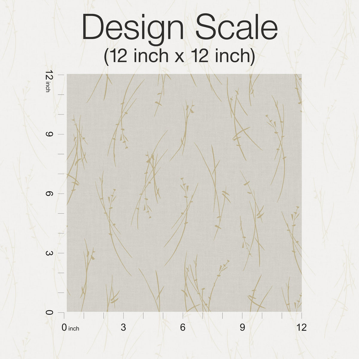 MD7191 Sprigs Light Grey & Gold Modern Metals Wallpaper by York Wallcoverings