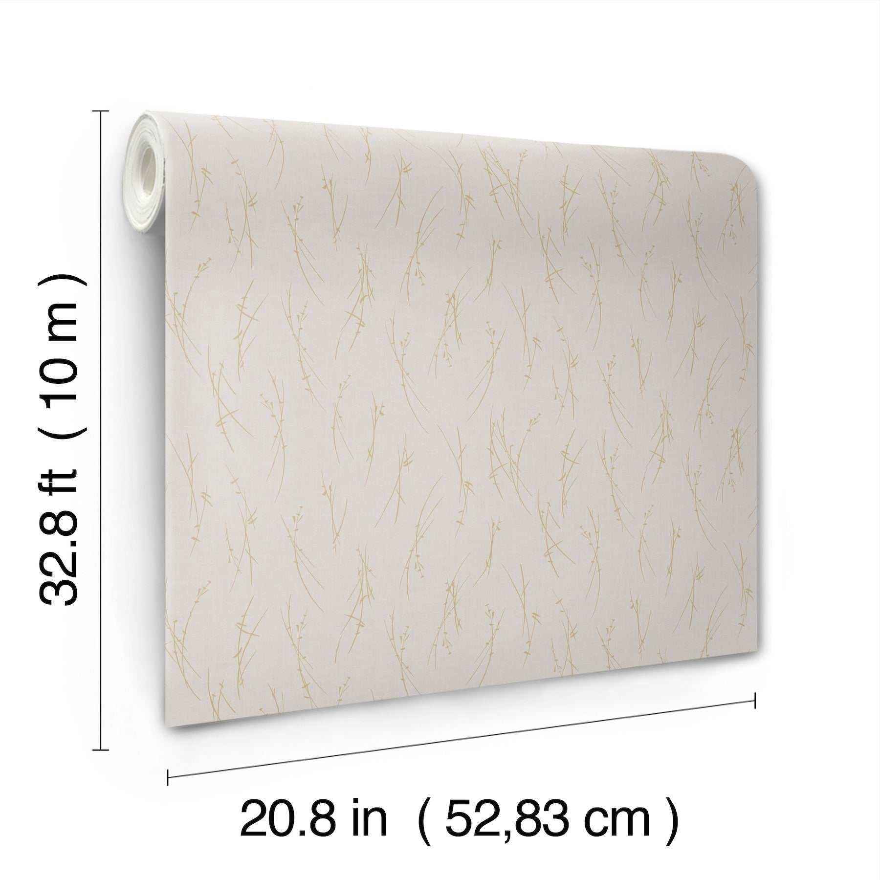 MD7191 Sprigs Light Grey & Gold Modern Metals Wallpaper by York Wallcoverings