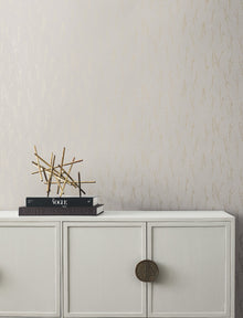 MD7191 Sprigs Light Grey & Gold Modern Metals Wallpaper by York Wallcoverings