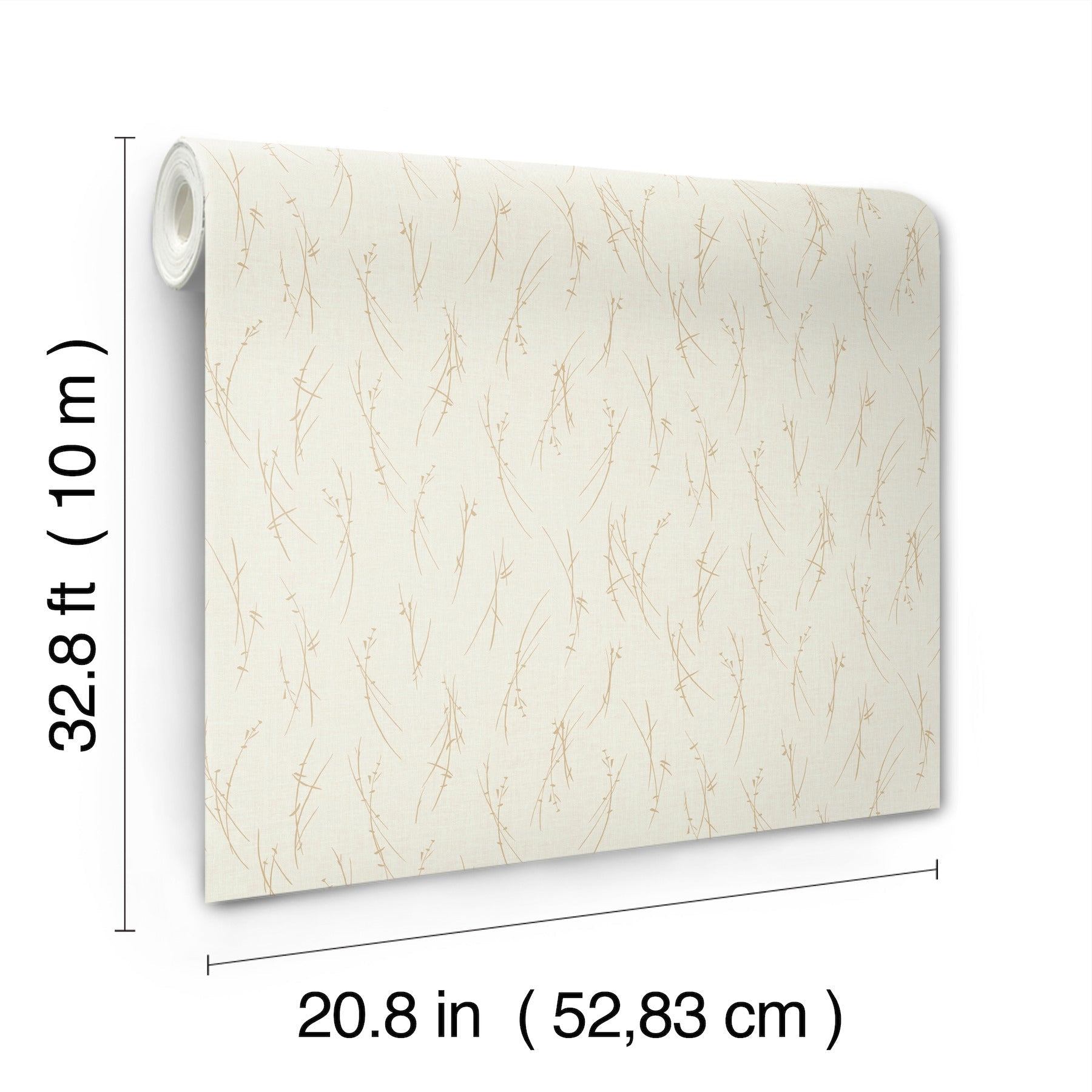 MD7192 Sprigs Cream & Gold Modern Metals Wallpaper by York Wallcoverings