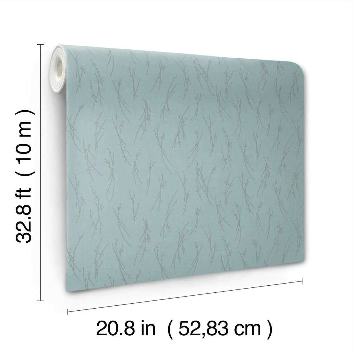 MD7193 Sprigs Smokey Blue & Silver Modern Metals Wallpaper by York Wallcoverings