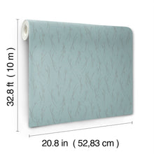 MD7193 Sprigs Smokey Blue & Silver Modern Metals Wallpaper by York Wallcoverings