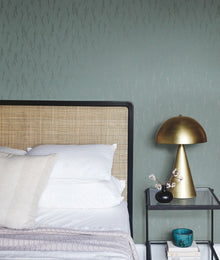 MD7193 Sprigs Smokey Blue & Silver Modern Metals Wallpaper by York Wallcoverings