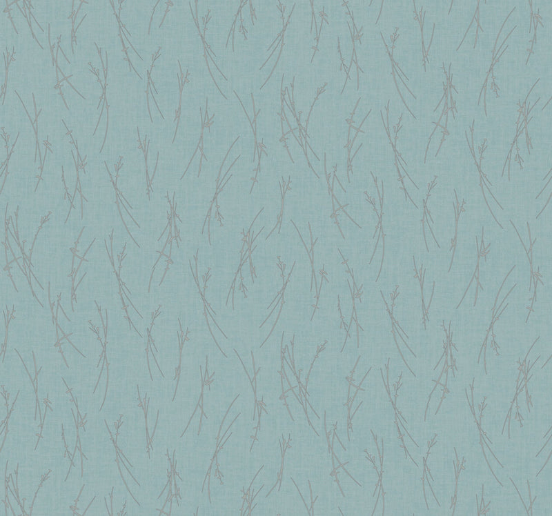 MD7193 Sprigs Smokey Blue & Silver Modern Metals Wallpaper by York Wallcoverings