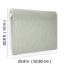 MD7194 Sprigs Eucalyptus & Silver Modern Metals Wallpaper by York Wallcoverings