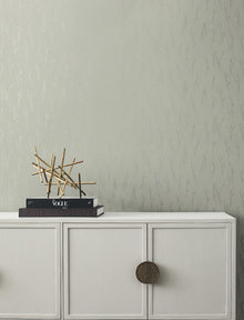 MD7194 Sprigs Eucalyptus & Silver Modern Metals Wallpaper by York Wallcoverings