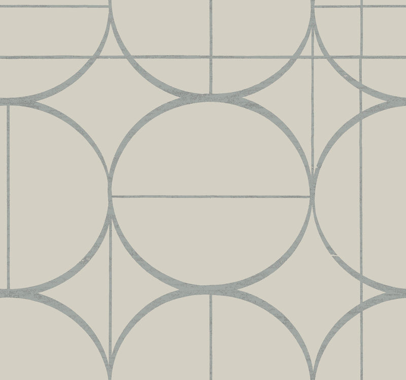 MD7201 Sun Circles Taupe & Silver Modern Metals Wallpaper by York Wallcoverings