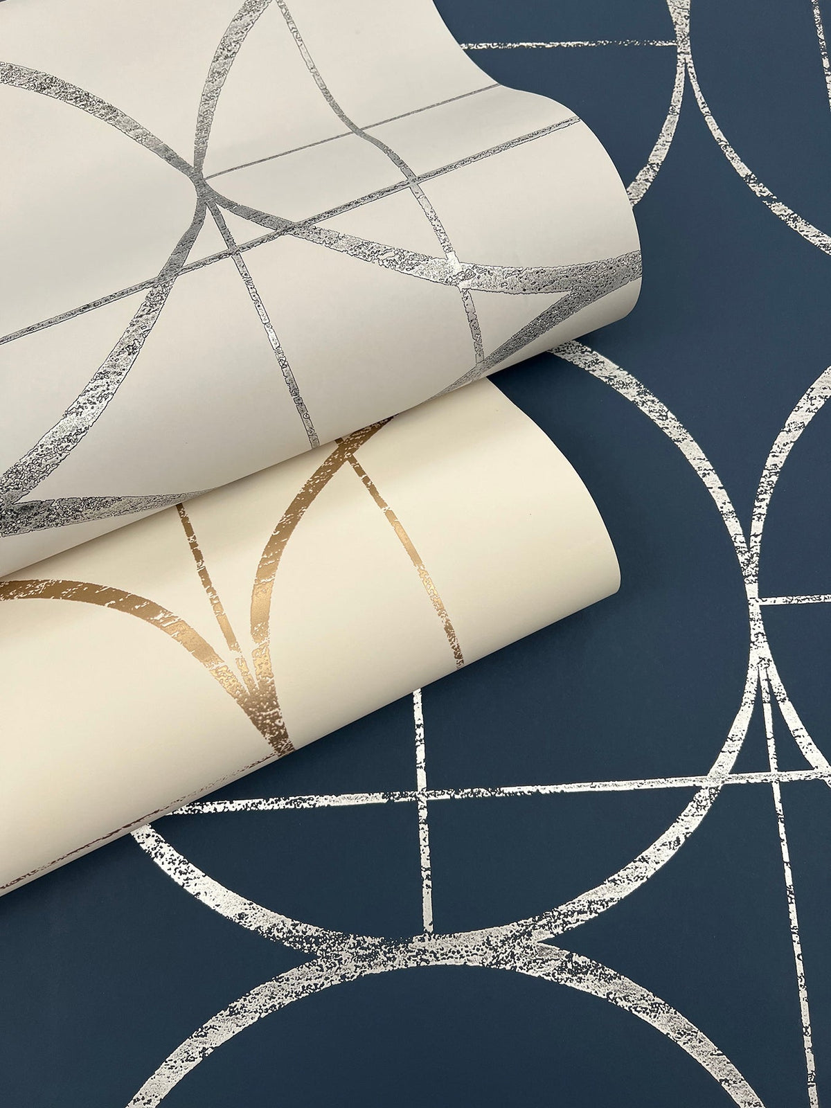 MD7202 Sun Circles Cream & Gold Modern Metals Wallpaper by York Wallcoverings