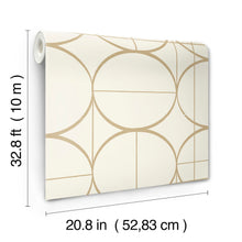 MD7202 Sun Circles Cream & Gold Modern Metals Wallpaper by York Wallcoverings