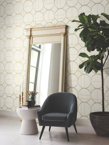 MD7202 Sun Circles Cream & Gold Modern Metals Wallpaper by York Wallcoverings