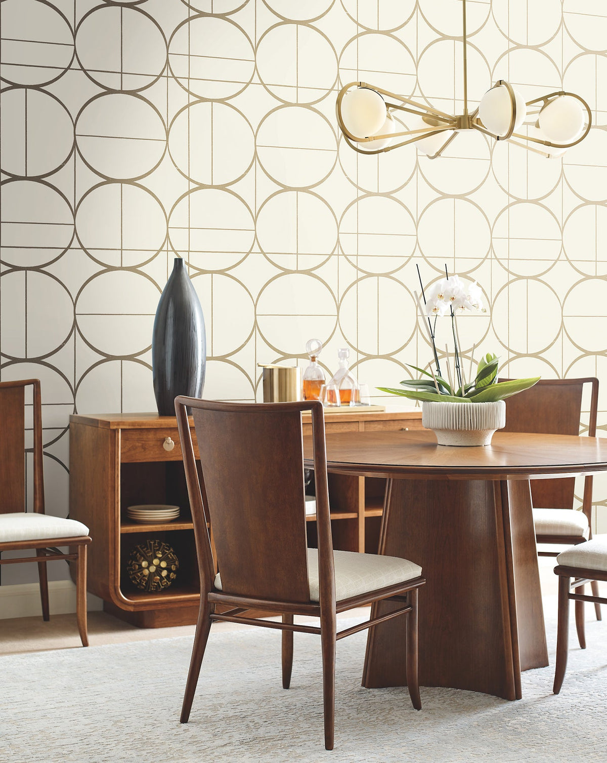 MD7202 Sun Circles Cream & Gold Modern Metals Wallpaper by York Wallcoverings