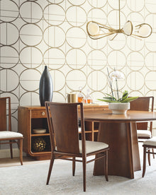 MD7202 Sun Circles Cream & Gold Modern Metals Wallpaper by York Wallcoverings