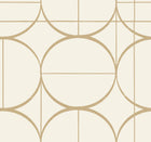 MD7202 Sun Circles Cream & Gold Modern Metals Wallpaper by York Wallcoverings