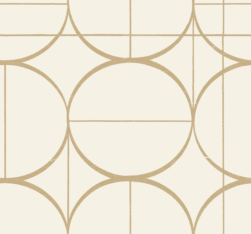 MD7202 Sun Circles Cream & Gold Modern Metals Wallpaper by York Wallcoverings