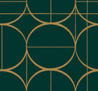 MD7203 Sun Circles Emerald & Gold Modern Metals Wallpaper by York Wallcoverings