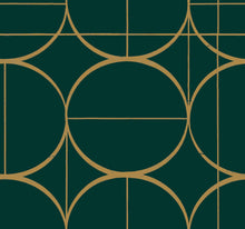 MD7203 Sun Circles Emerald & Gold Modern Metals Wallpaper by York Wallcoverings