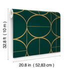 MD7203 Sun Circles Emerald & Gold Modern Metals Wallpaper by York Wallcoverings