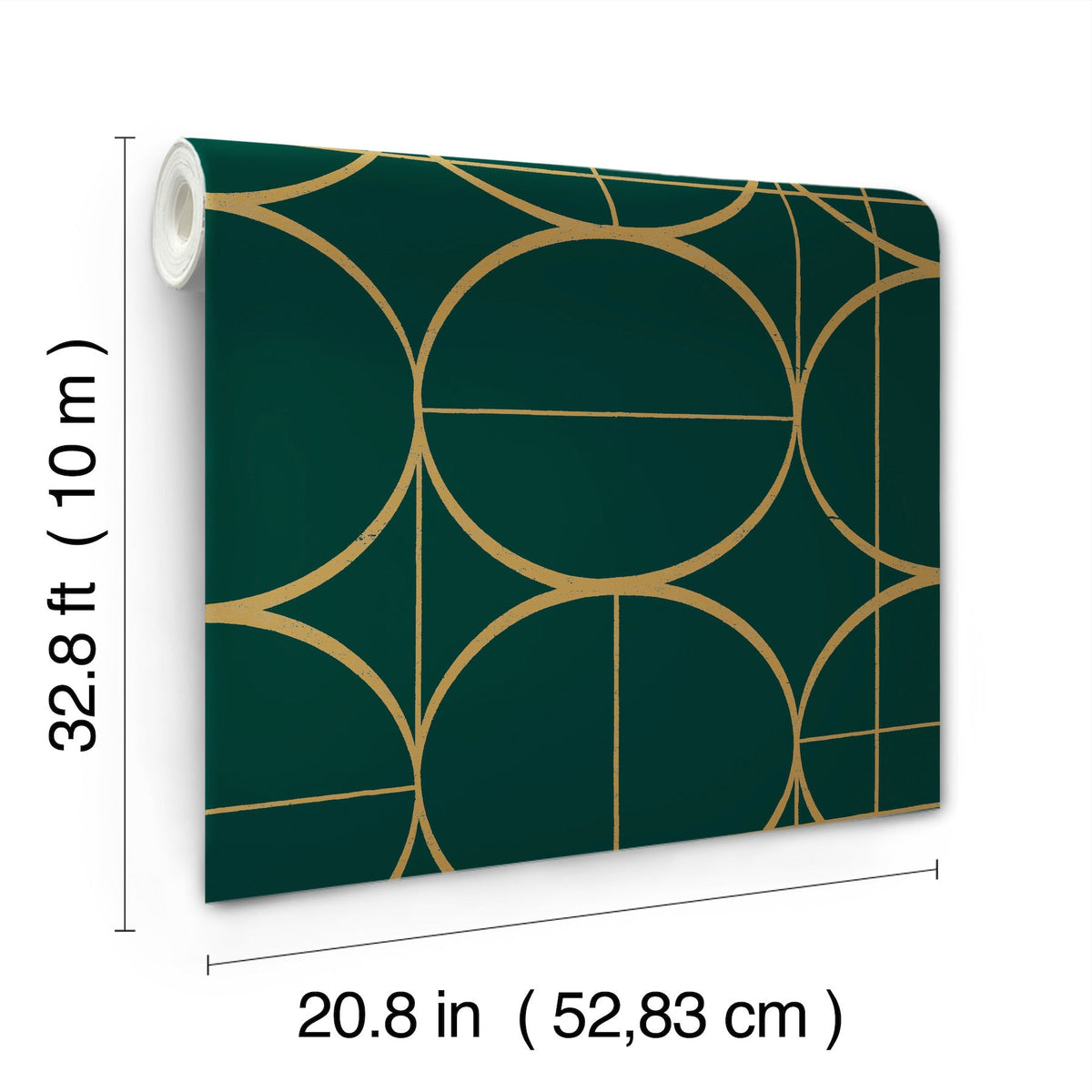 MD7203 Sun Circles Emerald & Gold Modern Metals Wallpaper by York Wallcoverings