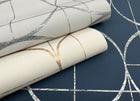 MD7204 Sun Circles Blue & Silver Modern Metals Wallpaper by York Wallcoverings