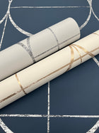 MD7204 Sun Circles Blue & Silver Modern Metals Wallpaper by York Wallcoverings