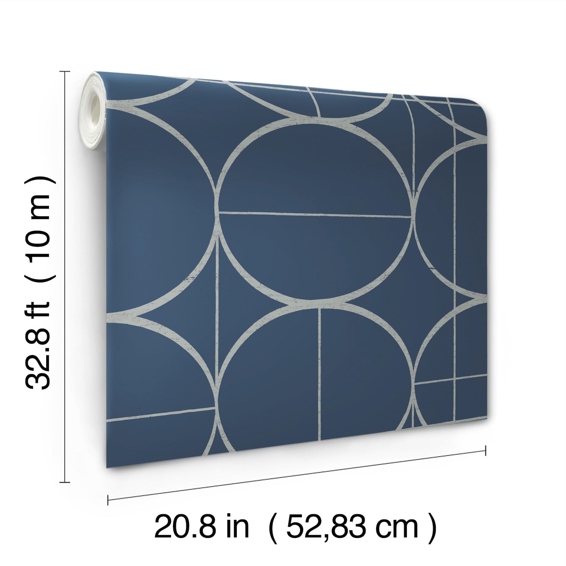 MD7204 Sun Circles Blue & Silver Modern Metals Wallpaper by York Wallcoverings