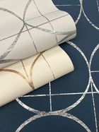 MD7205 Sun Circles Fog & Silver Modern Metals Wallpaper by York Wallcoverings