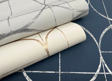 MD7205 Sun Circles Fog & Silver Modern Metals Wallpaper by York Wallcoverings