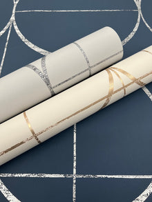 MD7205 Sun Circles Fog & Silver Modern Metals Wallpaper by York Wallcoverings
