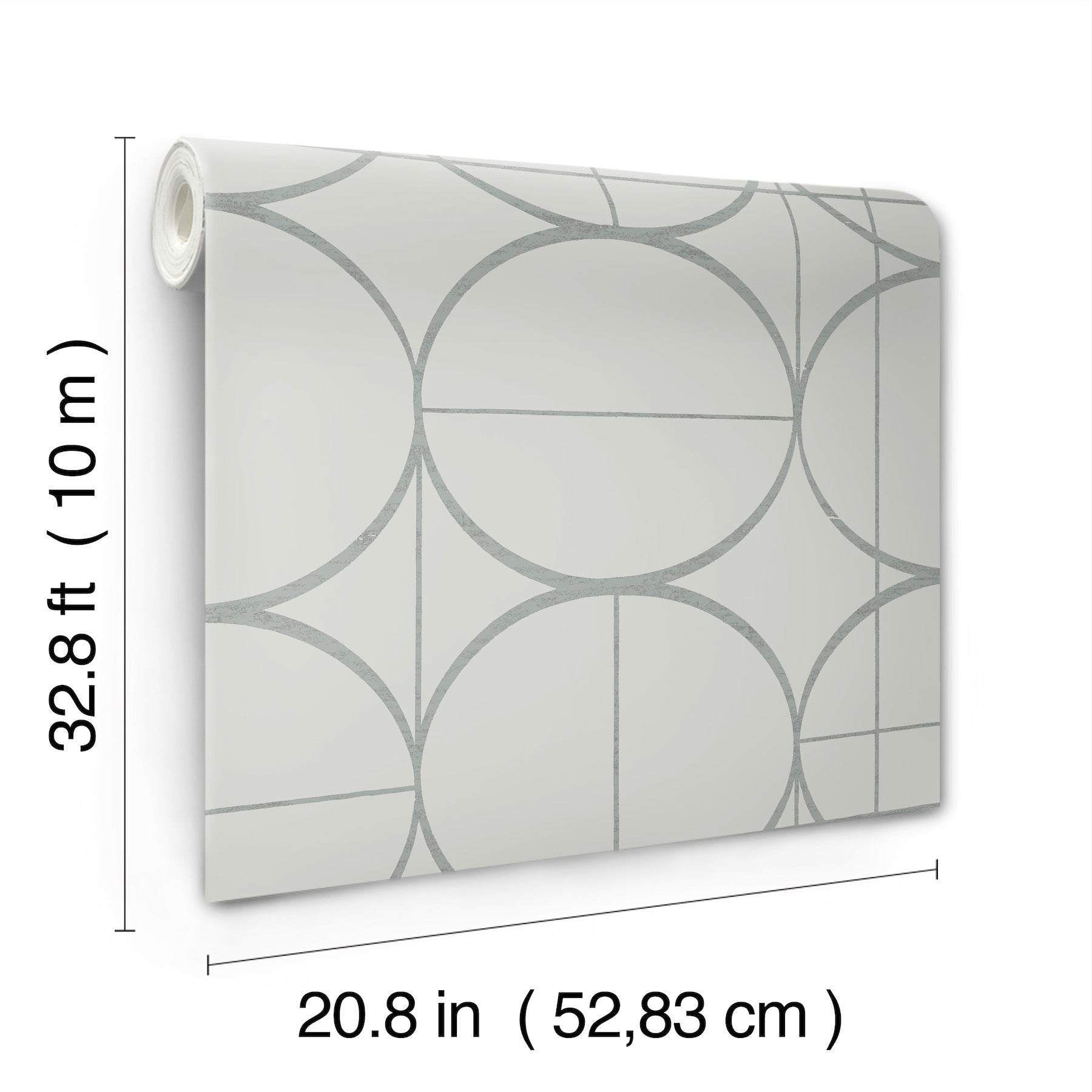 MD7205 Sun Circles Fog & Silver Modern Metals Wallpaper by York Wallcoverings