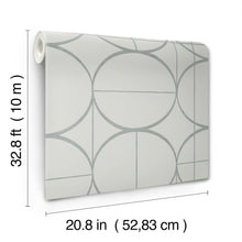 MD7205 Sun Circles Fog & Silver Modern Metals Wallpaper by York Wallcoverings