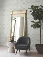 MD7205 Sun Circles Fog & Silver Modern Metals Wallpaper by York Wallcoverings