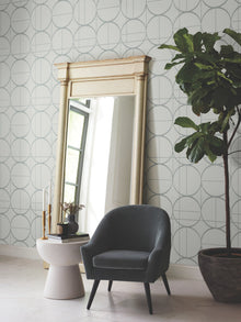 MD7205 Sun Circles Fog & Silver Modern Metals Wallpaper by York Wallcoverings