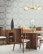 MD7205 Sun Circles Fog & Silver Modern Metals Wallpaper by York Wallcoverings
