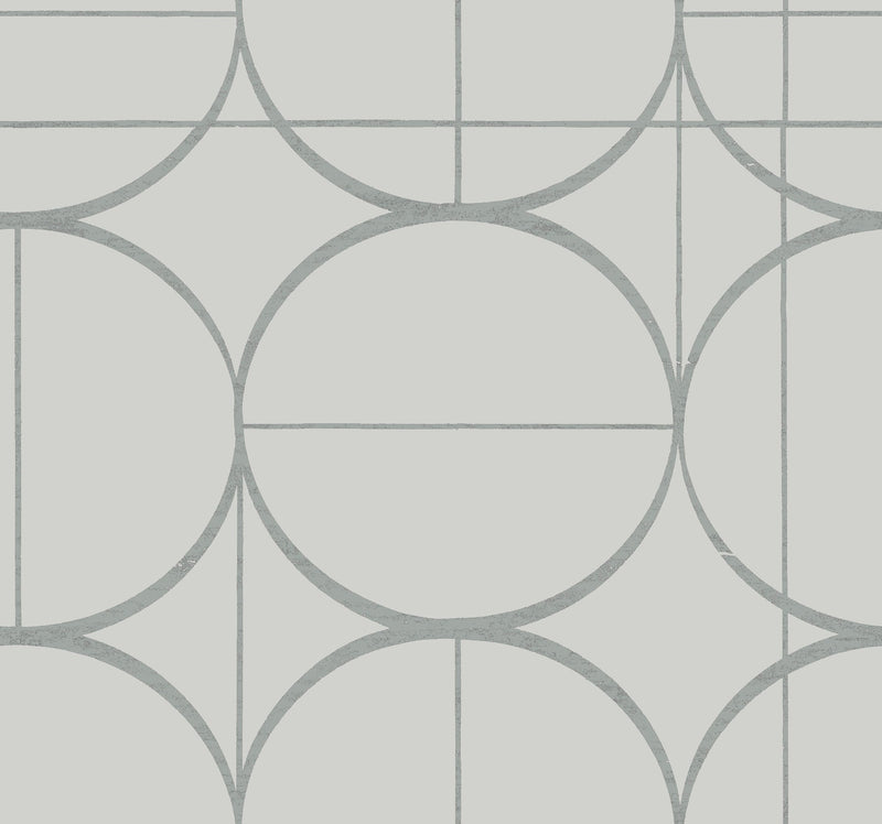 MD7205 Sun Circles Fog & Silver Modern Metals Wallpaper by York Wallcoverings
