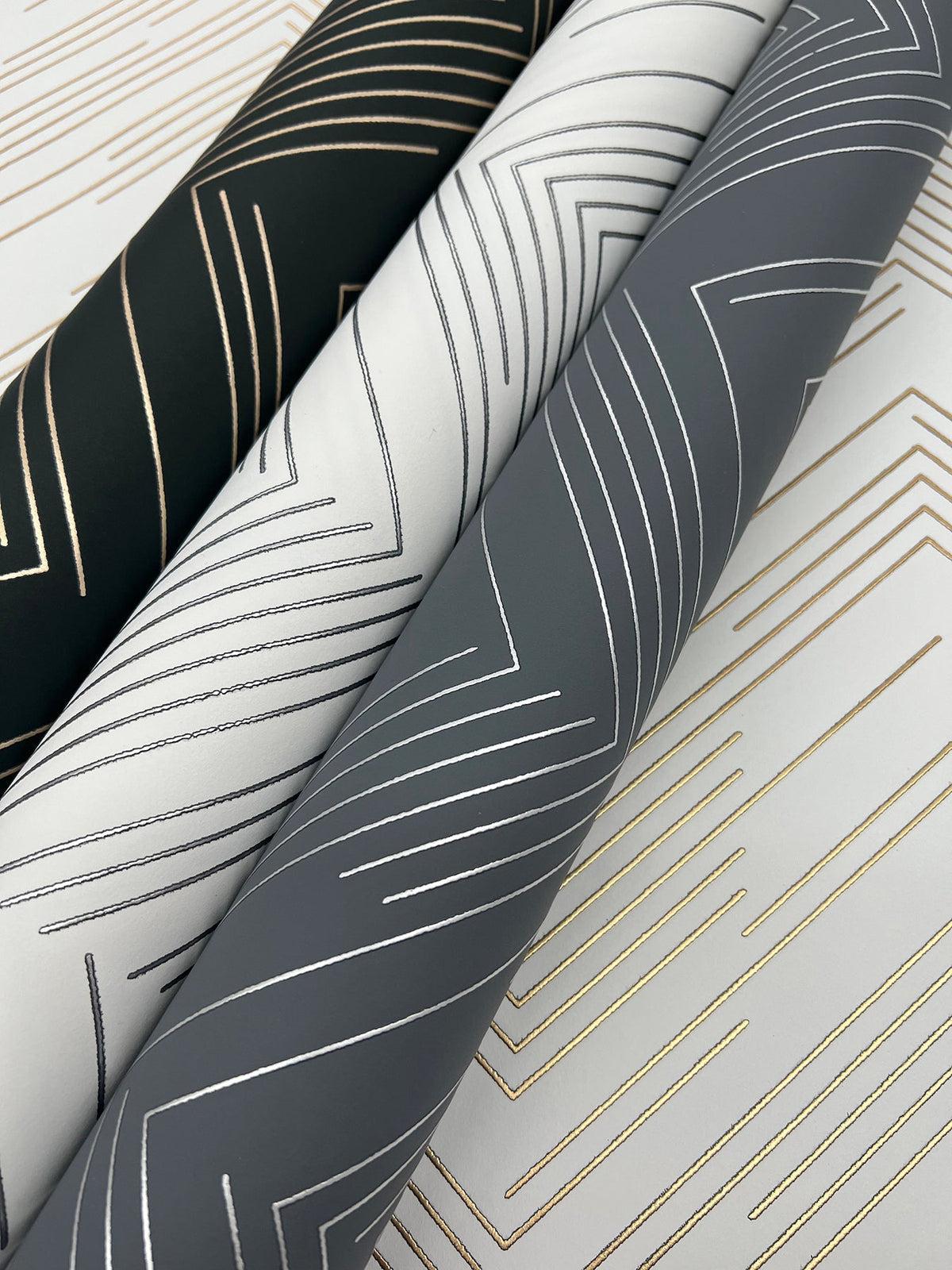 MD7221 Polished Chevron Black & Gold Modern Metals Wallpaper by York Wallcoverings