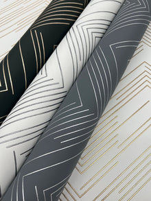MD7221 Polished Chevron Black & Gold Modern Metals Wallpaper by York Wallcoverings