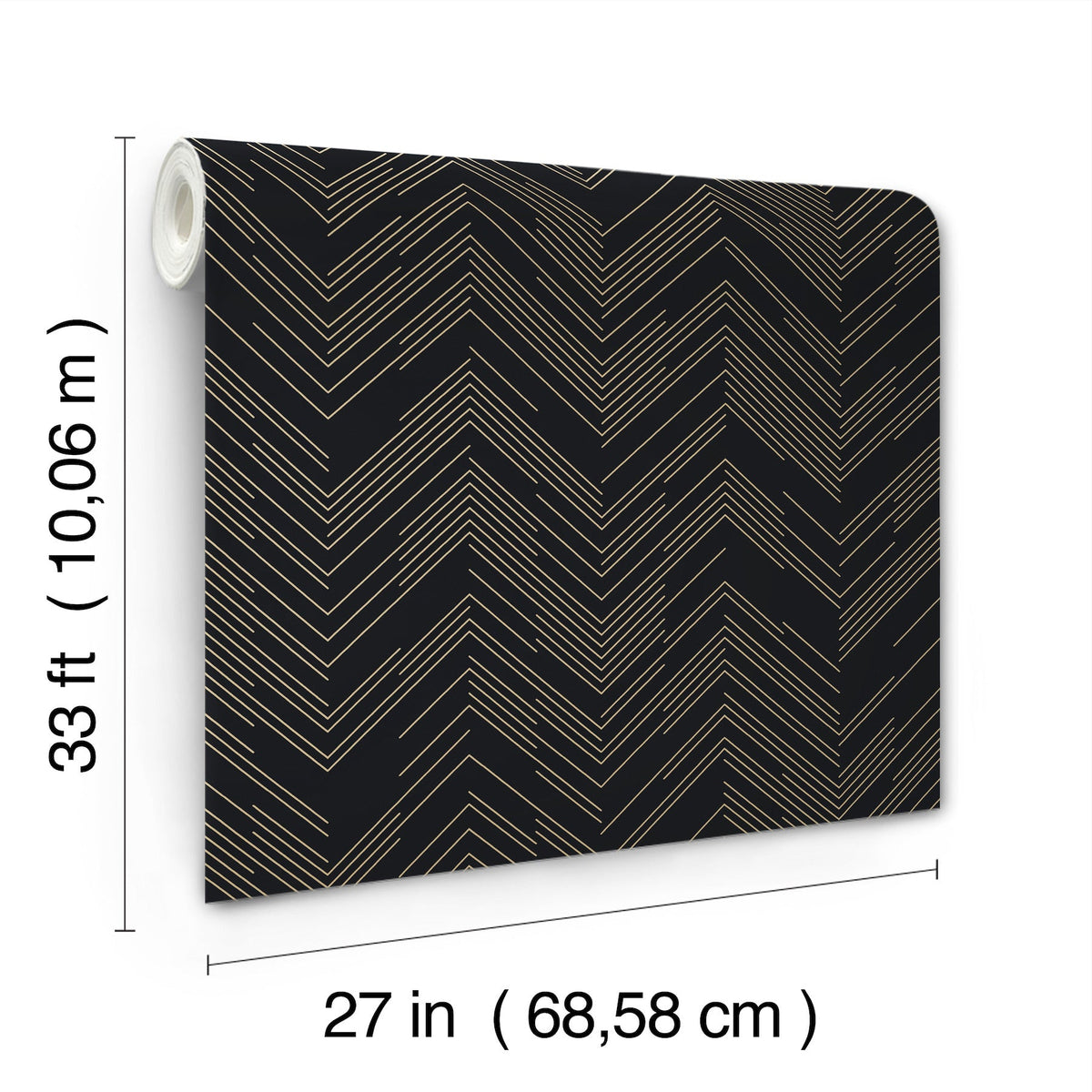 MD7221 Polished Chevron Black & Gold Modern Metals Wallpaper by York Wallcoverings