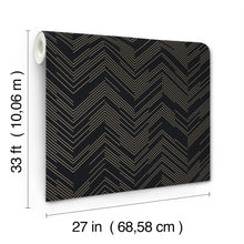 MD7221 Polished Chevron Black & Gold Modern Metals Wallpaper by York Wallcoverings