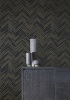 MD7221 Polished Chevron Black & Gold Modern Metals Wallpaper by York Wallcoverings