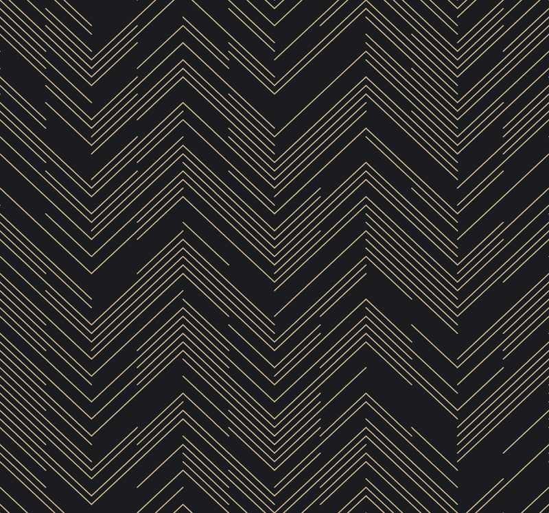 MD7221 Polished Chevron Black & Gold Modern Metals Wallpaper by York Wallcoverings